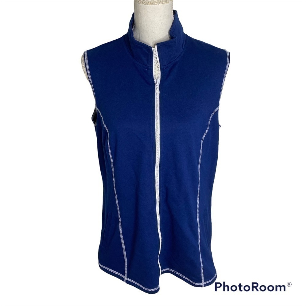 Quacker Factory Jeweled Vest Blue Medium Women’s Full Zip